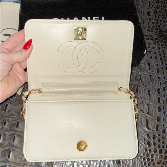 Chanel 1986 WOC Classic Flap and Clutch Khaki Faux Lizard Skin Bag - Picture 10 of 17